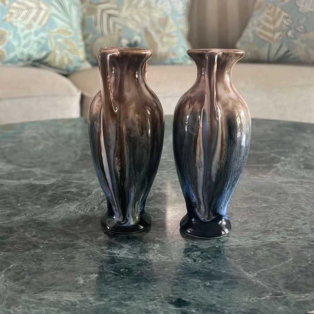 Mini Vases 4.5 Inches Tall Bluetvk. MiniBrown can hold diffuser sticks - Picture 10 of 10